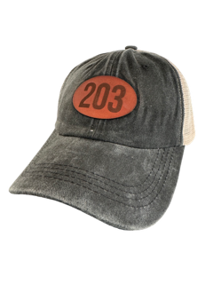 203 Leather Patch Hat in Faded Black